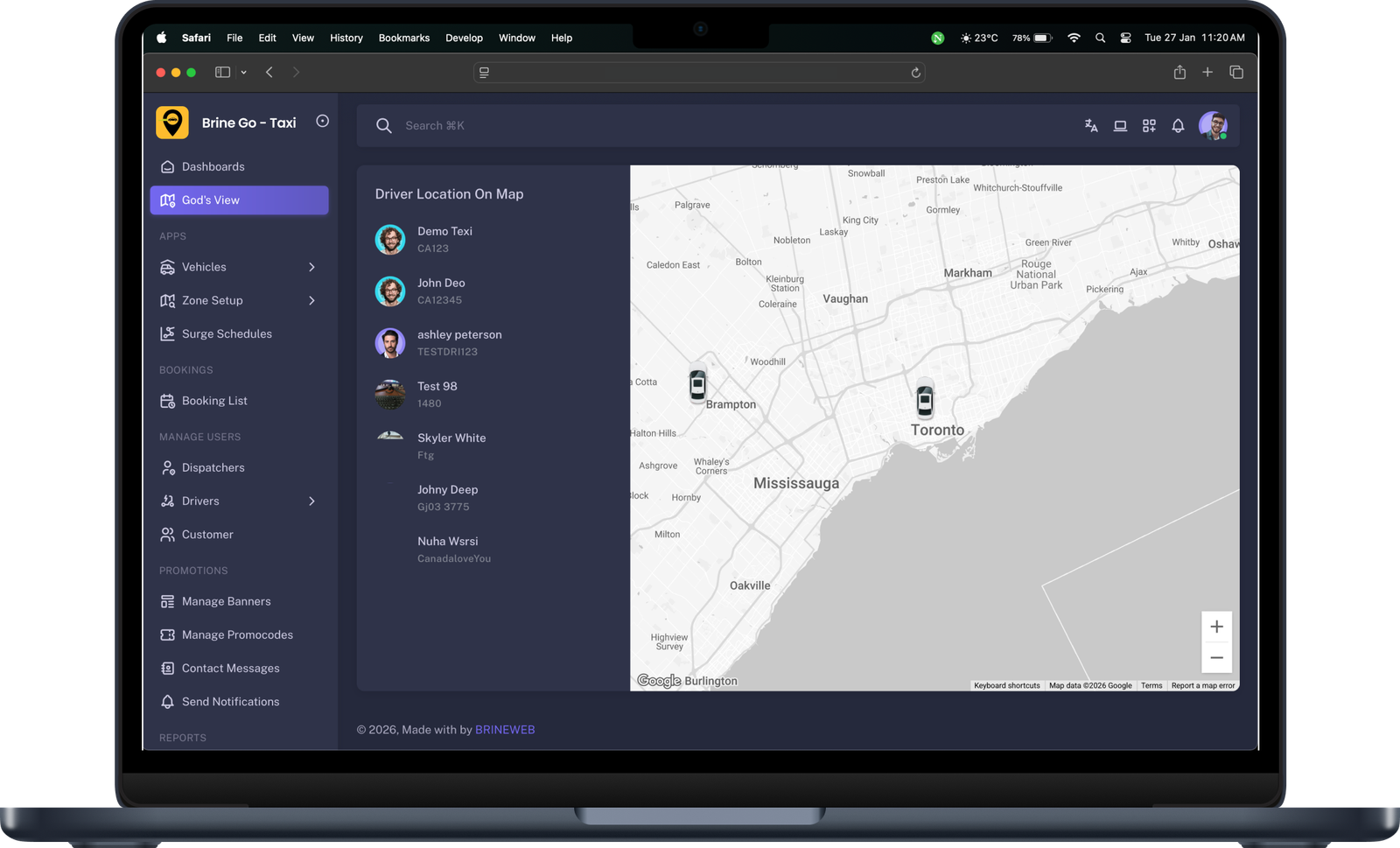 Admin Dashboard Mockup