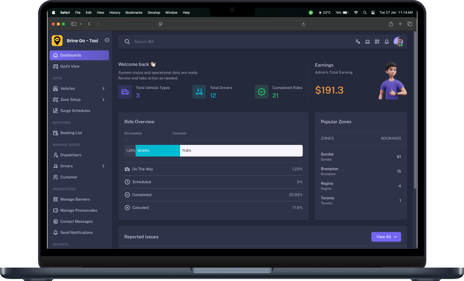 Admin Console Mockup