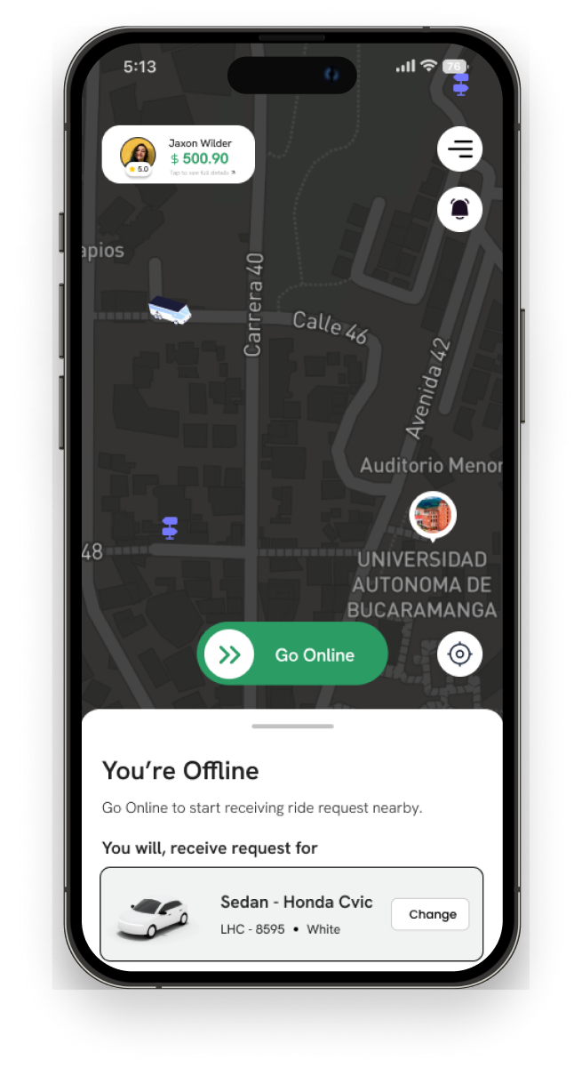 Driver App Mockup
