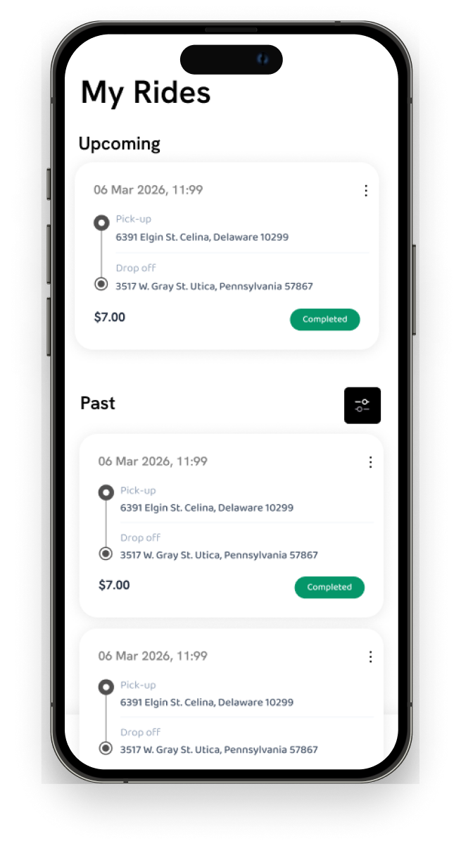 Carpool Commuter App Interface