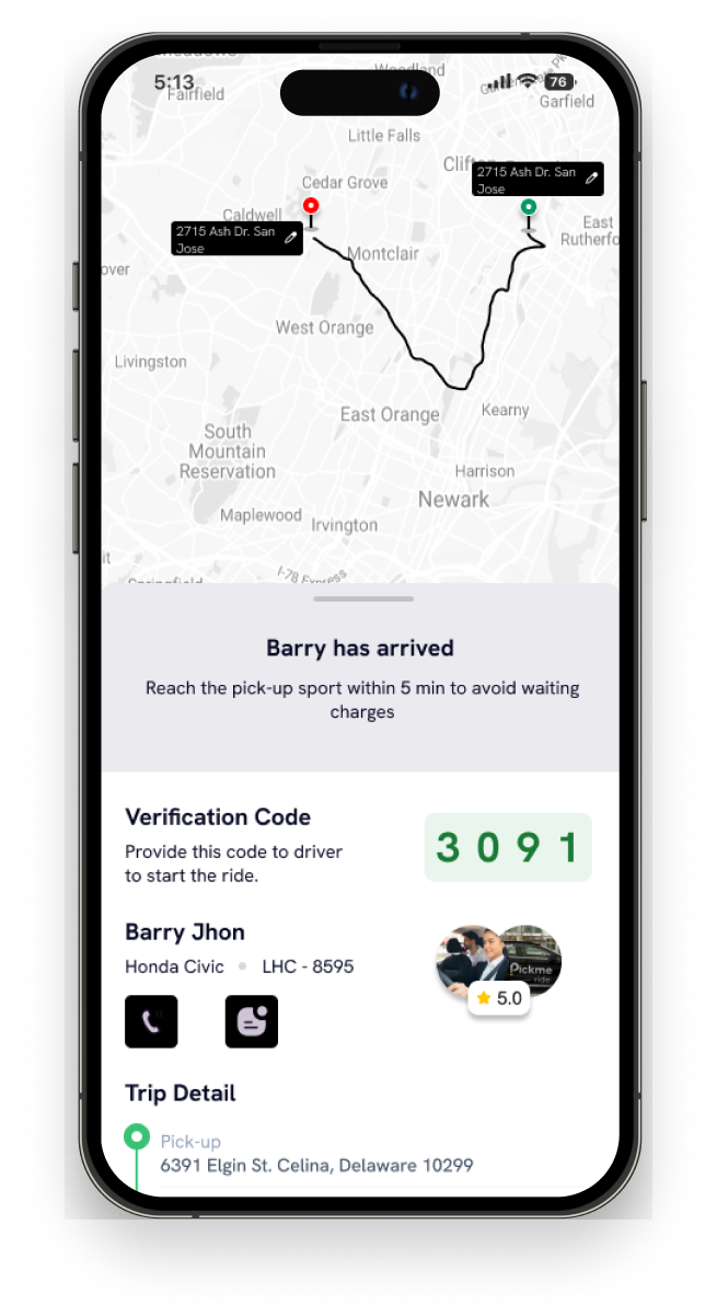 Bike Taxi Commuter App Interface