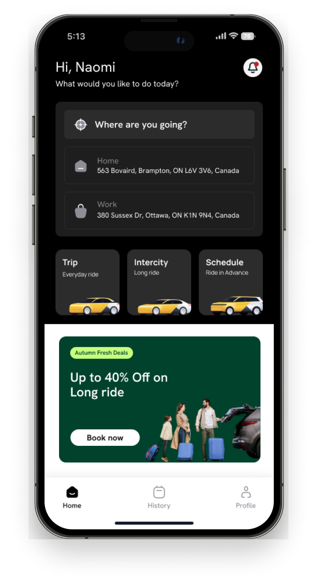 Rider App Interface